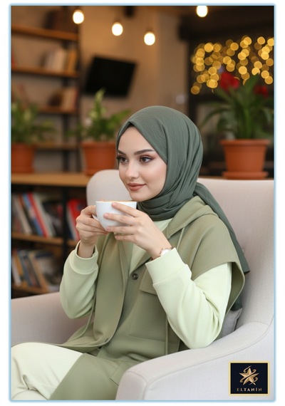 Bambu Kraş Şal Tesettür Giyim, Yüksek Kalite, Hafif, Rahat, Şık, Premium, Lux, Shawl, Scarf Haki