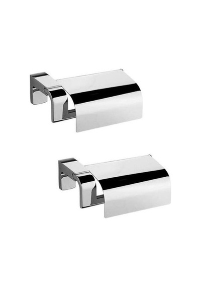 Kapaklı Tuvalet Kağıtlık 2'li Paket Modern Tasarım Paslanmaz 16.5 x 12.2 x 11.2 CM