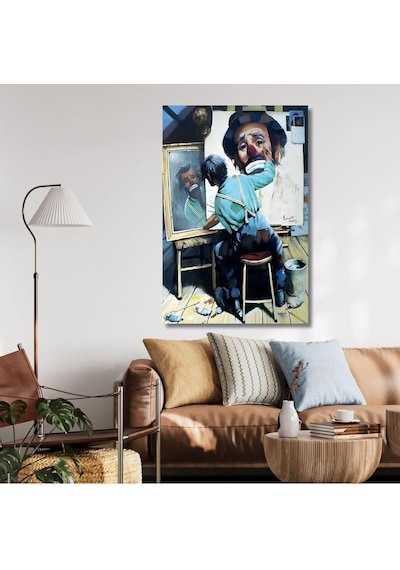 Dikey Kanvas Psikoloji Poliklinik Tablosu Mutsuz Palyaço 60 X 90 -
