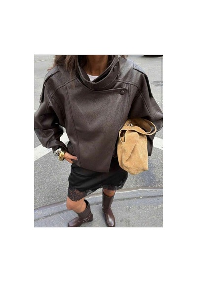 August Viral Oversize Kadın Deri Ceket Yüksek Yaka Siyah Urban Style Kadın Deri Ceket Acı Kahve Acı Kahve August Viral Oversize Kadın Deri Ceket Yüksek Yaka Siyah Urban Style Kadın Deri Ceket Acı Kahve Acı Kahve