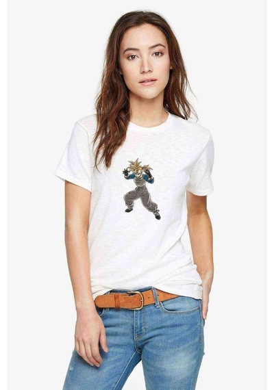 Anime Dragon Ball Baskılı Beyaz Kadın Tshirt (534307167)