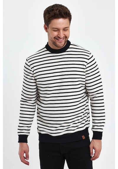 Alexander Gardi Alexandergardı Bisiklet Yaka Çizgili Sweatshirt E23-761a-erk Siyah - Beyaz