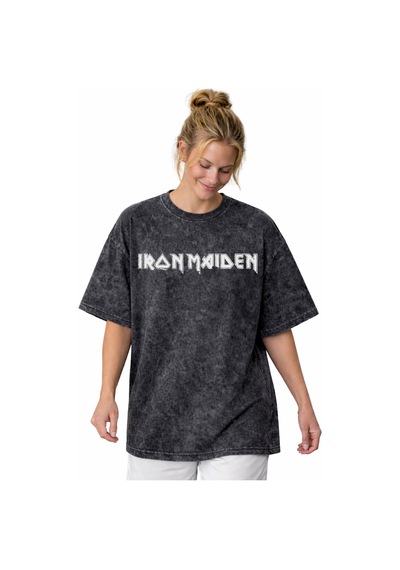 Iron Maiden Rock Metal Müzik Grubu Baskılı Unisex Oversize Vintag Siyah