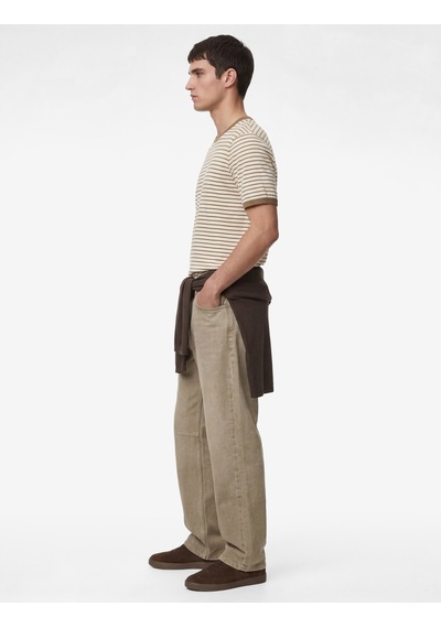 Koton Regular Fit Kısa Kollu Tok Kumaş Biyeli Bisiklet Yaka Çizgili Tişört Kahverengi Çizgili 6sam10318mk Koton Regular Fit Kısa Kollu Tok Kumaş Biyeli Bisiklet Yaka Çizgili Tişört Kahverengi Çizgili 6sam10318mk