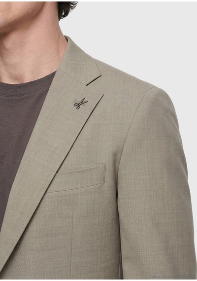 Ramsey Haki Düz Zeroweight Slim Fit Yün Karışımlı Takım Elbise