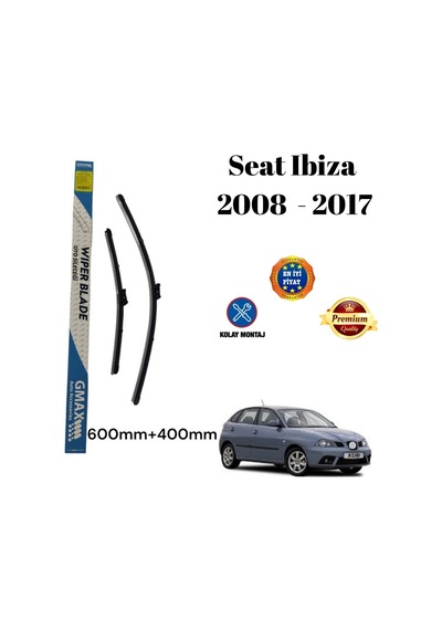 Seat Ibiza 2008 2009 2010 2011 2012 2013 2014 2015 2016 2017 Uyumlu Ön Cam Muz Tipi Silecek Süpürgesi Seti 600/400mm