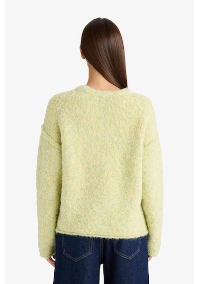 Defacto Yün Karışımlı Bisiklet Yaka Oversize Fit Triko Kazak F3256ax25wngn597 Yeşil-gn597