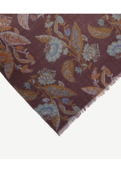 Yargıcı Çiçek Desenli Yün Şal 26kksl1011x 016 Bordo