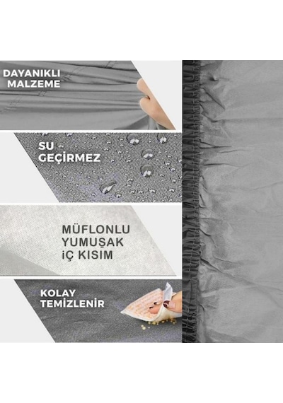 Guard Branda Fiat Idea Uyumlu Araca Özel Pvc Dikişsiz Miflonlu %100 Su Geçirmez 4 Mevsimlik Gri