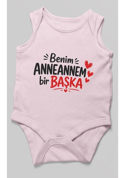 Morivokids Anneannem Bir Başka Sıfır Kollu Bebek Zıbını %100 Pamuk Bebe Pembe