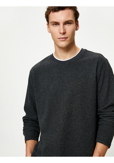 Koton Basic Kazak Kumaş Detaylı Slim Fit Bisiklet Yaka Antrasit 4sam70014mk Antrasit Koton Basic Kazak Kumaş Detaylı Slim Fit Bisiklet Yaka Antrasit 4sam70014mk Antrasit