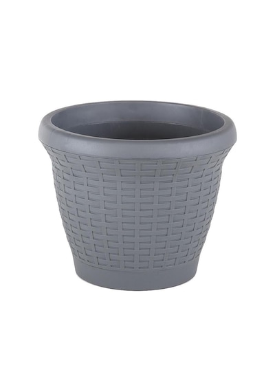 Hs04 Hasır Saksı Tabaklı 35,5cm, 15 Litre Antrasit