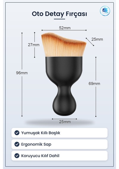 Araç İçi Detaylı Yumuşak Kıllı Oto Fırça Ergonomik Sap Dayanıklı