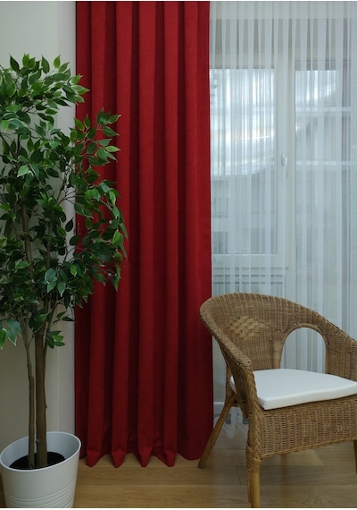 Evdepo Home Kırmızı Fon Perde Tek Kanat (536589338) Kırmızı