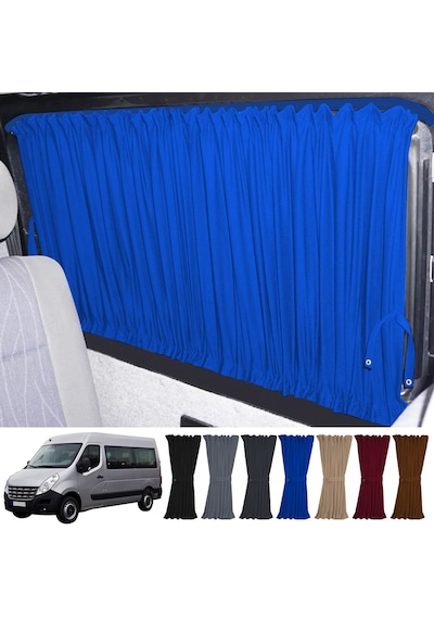 Pandami Renault Master 3. Nesil Uzun Şase 2010+ Uyumlu Mavi Raylı Oto Perde Takımı