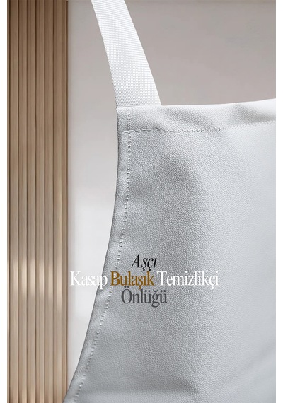 Suni Deri Su Geçirmez Bulaşıkçı Önlüğü Aşçı Önlüğü Kasap Önlüğü Temizlikçi Önlüğü Beyaz