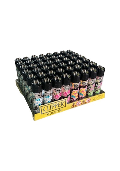 Clipper Dark Flowers Desenli Pocket Taşlı Çakmak 48 Adet