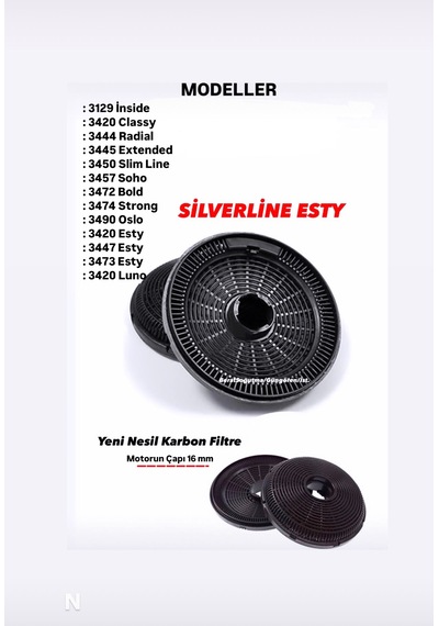 Silverline 3129.6.110.01 İnside Model Davlumbaz Karbon Filtre