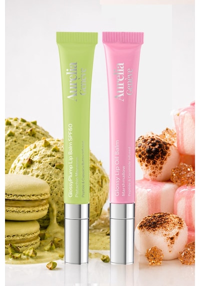 Sunlit & Soft Spf Lip Essential - Güneşten Koruyucu & Dolgunlaştırıcı, Nemlendirici Etkili İkili Lip Balm Seti Soft Pembe & Altın Işıltılı Şeffaf