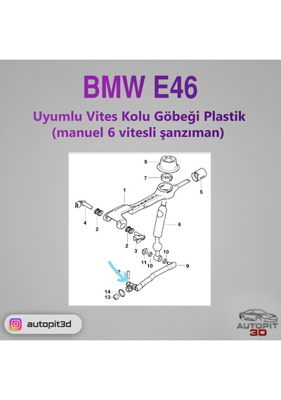 Bmw E46 Uyumlu Vites Kolu Göbeği Plastik Manuel 6 Vites Siyah