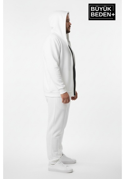 Süperlife Erkek Büyük Beden Fermuarlı Kapüşonlu İnce Sweatshirt Hırka - Rahat Kalıp Spr26bhr960 Ekru - Kahverengi Süperlife Erkek Büyük Beden Fermuarlı Kapüşonlu İnce Sweatshirt Hırka - Rahat Kalıp Spr26bhr960 Ekru - Kahverengi