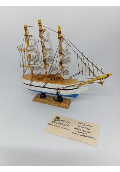 Yelkenli Ahşap Gemi-dekoratif-17 Cm