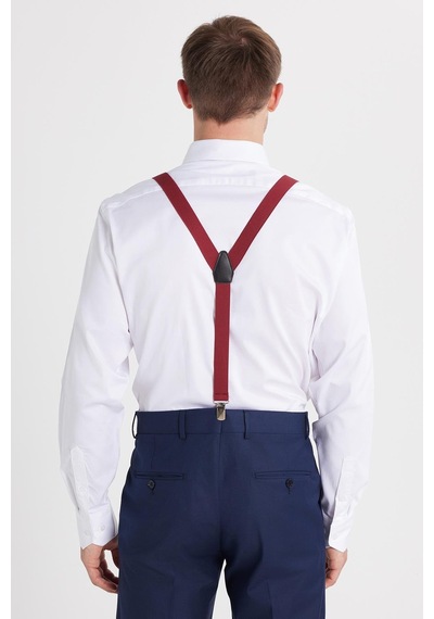 Tudors Erkek Slim Fit Premium Likralı Pamuk Saten Beyaz Gömlek-35736 Beyaz