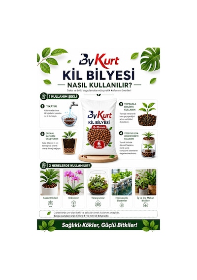 Kil Bilyesi 8-16 Mm Yıkanmış Kil Bilyesi 6 Litre 6 L