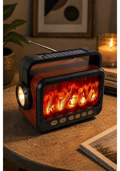 Fepe Fp-337-s Solar Panelli Fm Radyo Ve Şömine Efektli Bluetooth Speaker