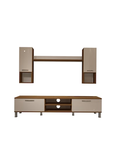 Decoraktiv Eko 5da Slm Dvd Krom Ayaklı Tv Ünitesi Tv Sehpası Ceviz - Beyaz