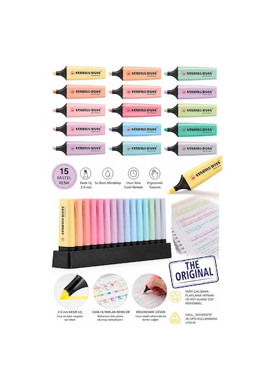 30 Renk Fosforlu Kalem Standlı 1 Paket Orjinal Stabilo Boss 30 Lu Pastel Ve Canlı Renkler İşaretleme Kalemi Pürüzsüz Çok Renkli 30 Renk Fosforlu Kalem Standlı 1 Paket Orjinal Stabilo Boss 30 Lu Pastel Ve Canlı Renkler İşaretleme Kalemi Pürüzsüz Çok Renkli