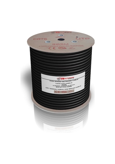 305 Metre Cat6 23awg Cat6 Kablo Outdoor Siyah Dış Mekan Cat6 Utp Kablo Zırhlı Cat6 Kablosu