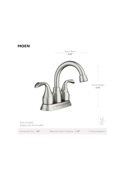 Spot Dirençli Fırçalanmış Nikel Iki Saplı Banyo Lavabo Bataryası Tahliye Montajlı 84115srn Çok Renkli