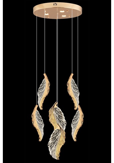 Kristal 6lı Lüks Avize Gold 3 Renk Ledli