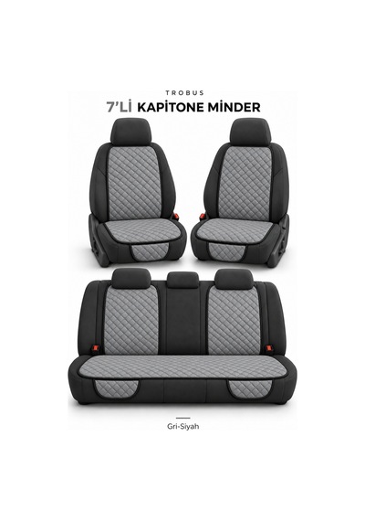 Trobus Skoda Fabia 2007+ Kapitone Minder 7'li Gri Siyah