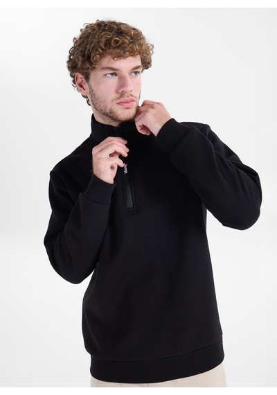 Jeep Dik Relaxed Düz Siyah Erkek Sweatshirt C4wm-swt4256