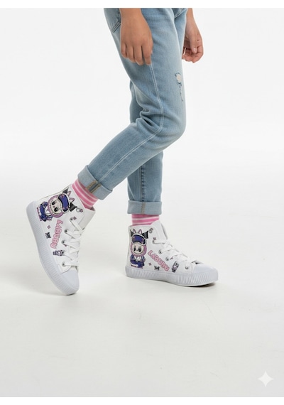Scarpe Magiche Kız Çocuk Labubu Baskılı Günlük Spor Ayakkabı Sevimli Karakter Desenli Beyaz Scarpe Magiche Kız Çocuk Labubu Baskılı Günlük Spor Ayakkabı Sevimli Karakter Desenli Beyaz