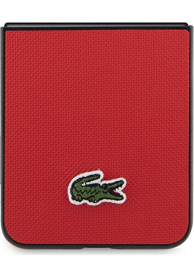 Galaxy Uyumlu Z Flip 5 Kılıf Lacoste Lisanslı Pu Pike Desenli İkonik Timsah Logolu
