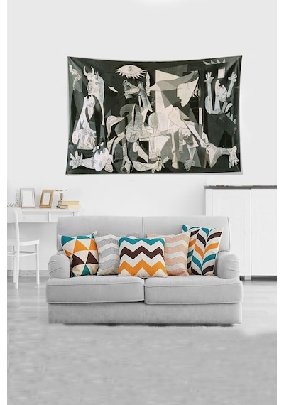 Pelangi Siyah Beyaz Picasso Leke Tutmaz Kadife Kumaş Duvar Örtüsü Duvar Halısı Tapestry Ywll392, 70 X 100 Çok Renkli
