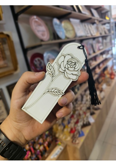 Gül Desenli Ahşap Kitap Ayracı