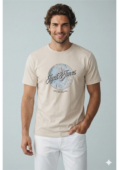 Jack & Jones Jjhonolulu Shape Moonbeam Bej Erkek Tişört 12288088 Beige