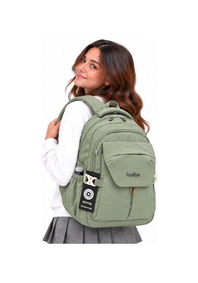 Okul Çantası Su Geçirmez Kumaş Unisex Okul Sırt Çantası 2601 Haki