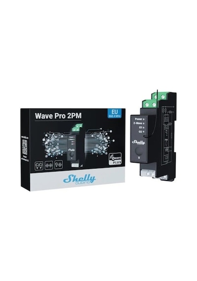 Shelly Wave Pro 2 Z-wave Dın Ray 2 Kanallı Kuru Kontak Akıllı Röle