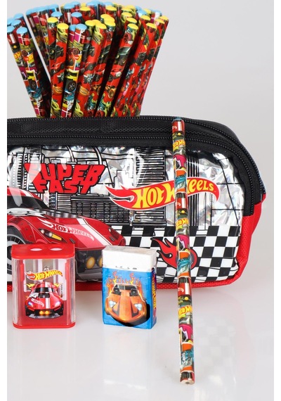 Yeni Sezon Lisanslı Hot Wheels Kalem Çantası,2 Adet Kurşun Kalem,silgi Ve Çift Bıçaklı Kalemtraş Kırtasiye Seti Diğer