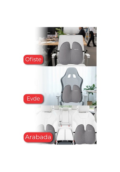 Viscofoam Ultralüks Ortopedik Bel Yastığı Ergonomik Bel Destek Minderi Ofis & Araç Uyumlu - Gri