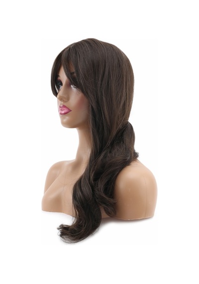 Hafif Daalı Orta Boy Perçemli Fiber Sen Peruk / Koyu Espresso Kahve 2466863