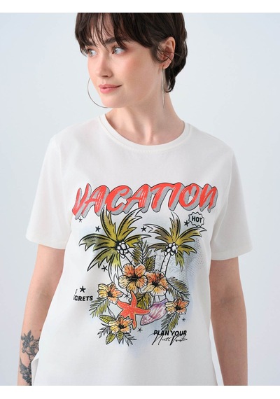 Loft Beyaz Kadın T-shirt Lf2040163 Beyaz