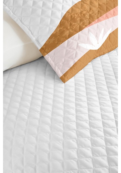Geometrik Modern Hardal Genç Odası Tek Kişilik Pike Takımı-pudra Bej 160x220cm Kapitone Yatak Örtüsü Gizli Pencere Ufku