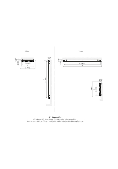 1200x390mm Ramsey Paslanmaz Çelik Fırça Mat İnox Havlupan