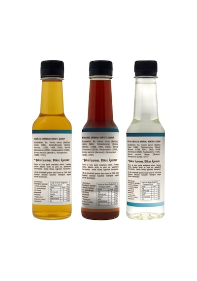 Şekersiz Vanilya - Karamel -beyaz Çikolata Aromalı Kahve Şurubu 3 Ad.x 250 Ml Diğer